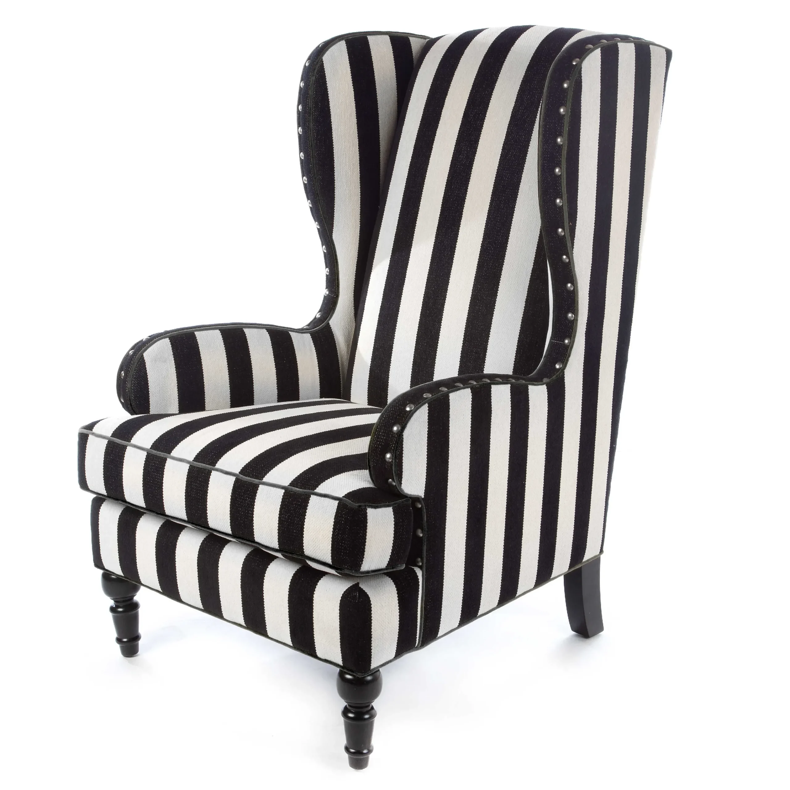 MacKenzie-Childs Living Room<Marquee Black Stripe Chenille Wing Chair