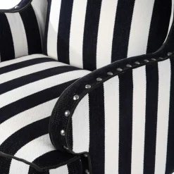 MacKenzie-Childs Living Room<Marquee Black Stripe Chenille Wing Chair