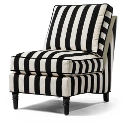 MacKenzie-Childs Living Room<Marquee Black Stripe Chenille Armless Chair