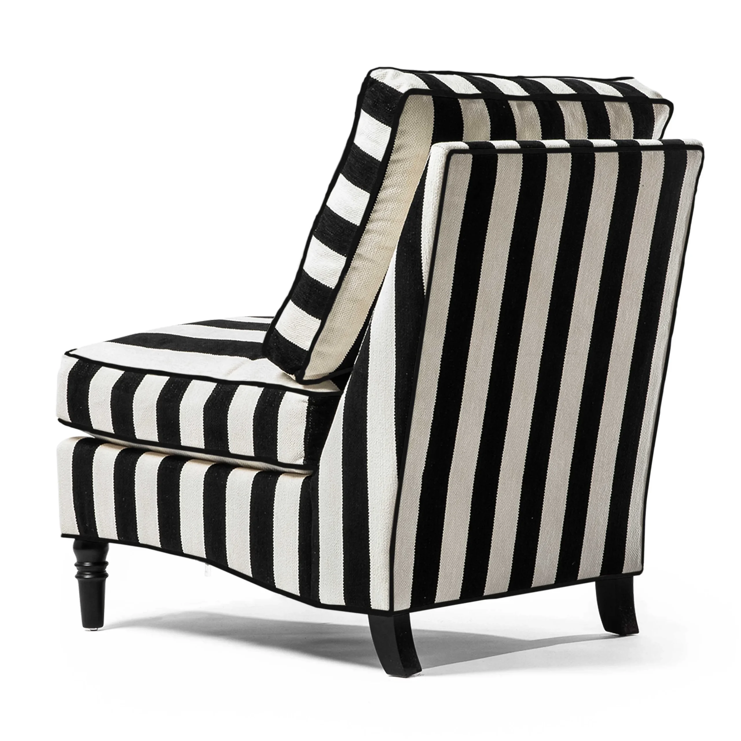 MacKenzie-Childs Living Room<Marquee Black Stripe Chenille Armless Chair