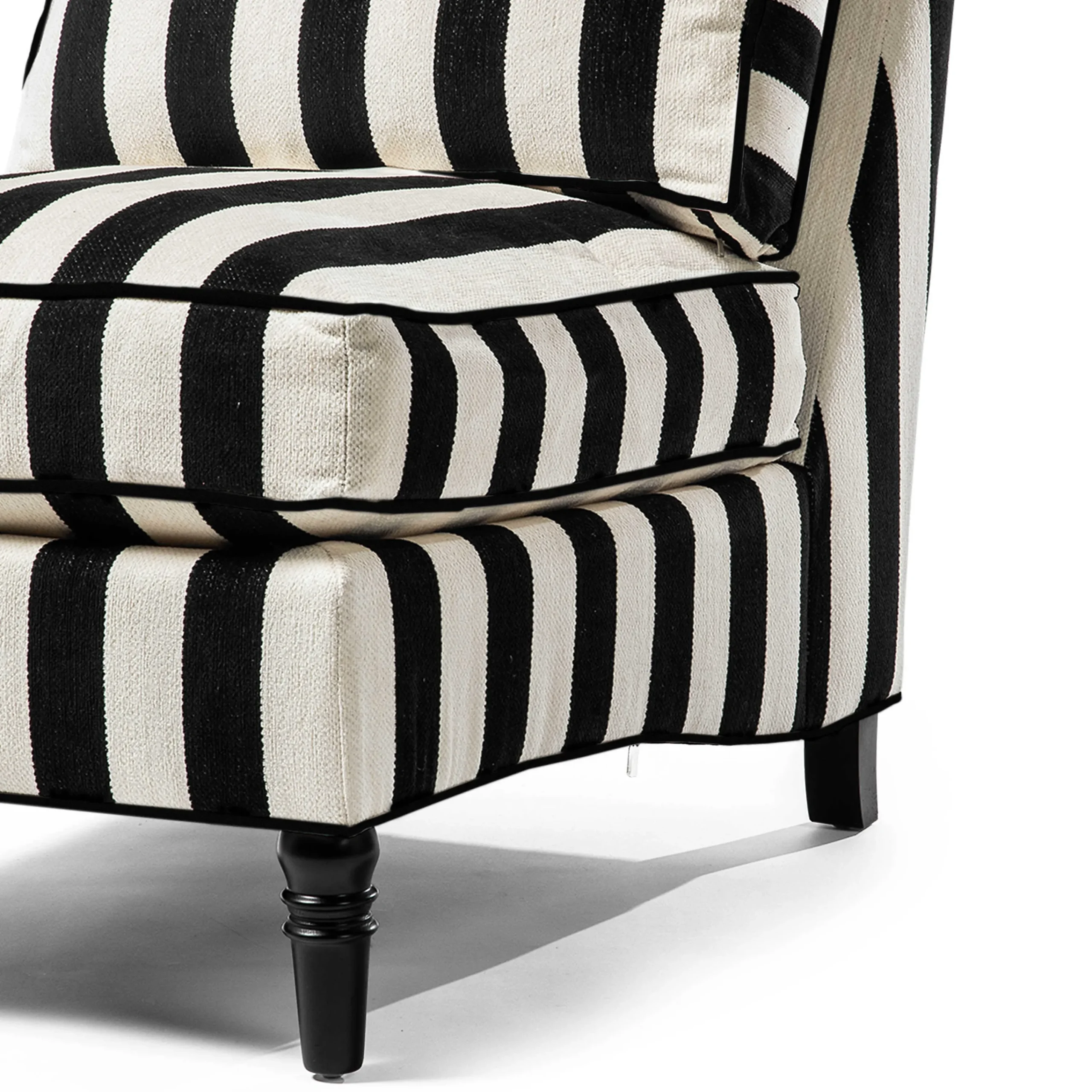 MacKenzie-Childs Living Room<Marquee Black Stripe Chenille Armless Chair