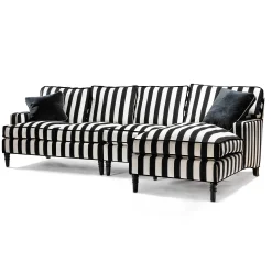MacKenzie-Childs Living Room<Marquee Black Stripe Chenille Armless Chair