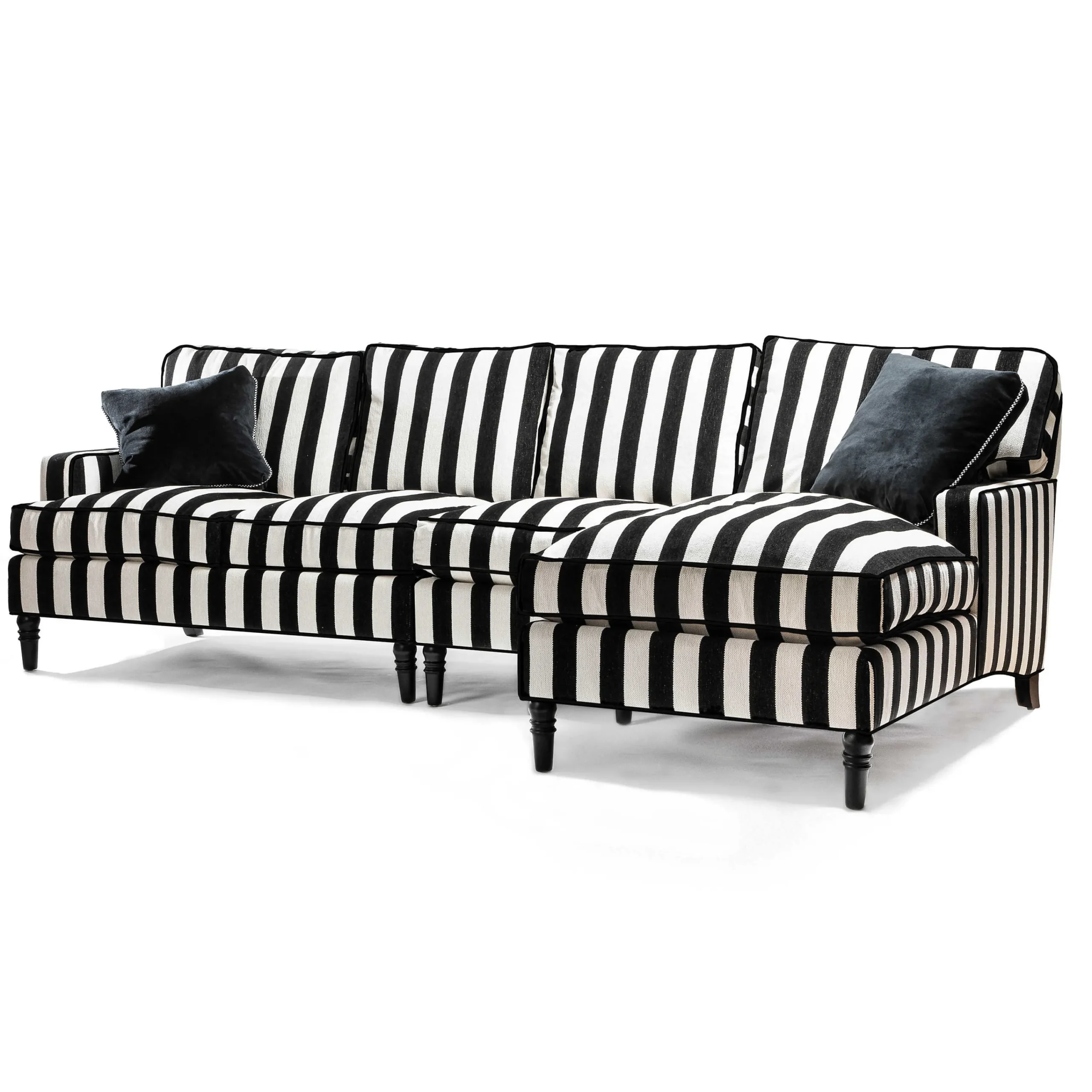 MacKenzie-Childs Living Room<Marquee Black Stripe Chenille Armless Chair