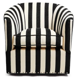 MacKenzie-Childs Living Room<Marquee Black Stripe Chenille Swivel Chair