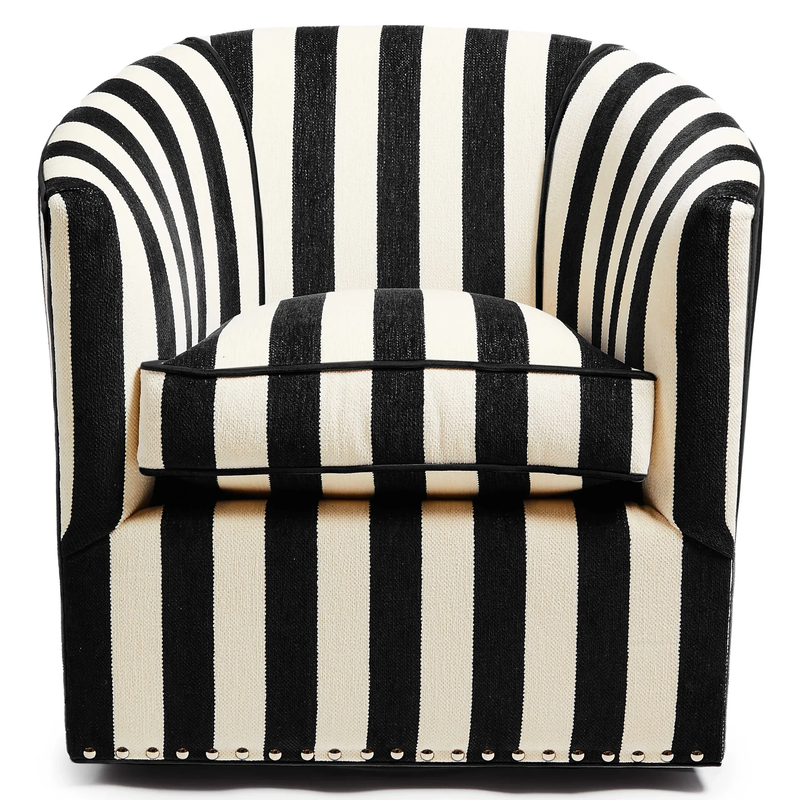 MacKenzie-Childs Living Room<Marquee Black Stripe Chenille Swivel Chair