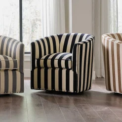 MacKenzie-Childs Living Room<Marquee Black Stripe Chenille Swivel Chair