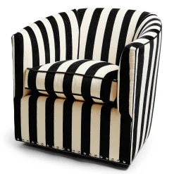 MacKenzie-Childs Living Room<Marquee Black Stripe Chenille Swivel Chair