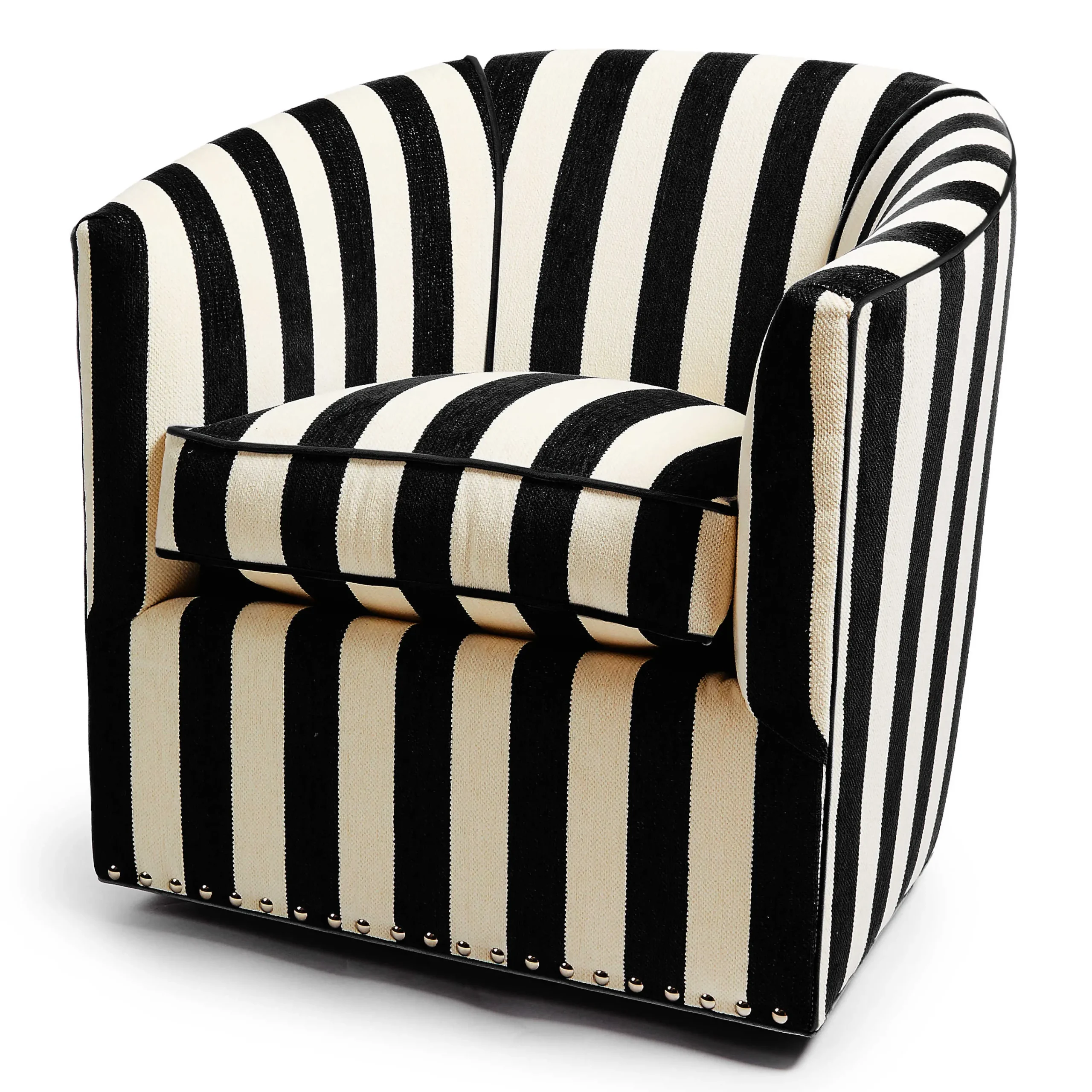 MacKenzie-Childs Living Room<Marquee Black Stripe Chenille Swivel Chair