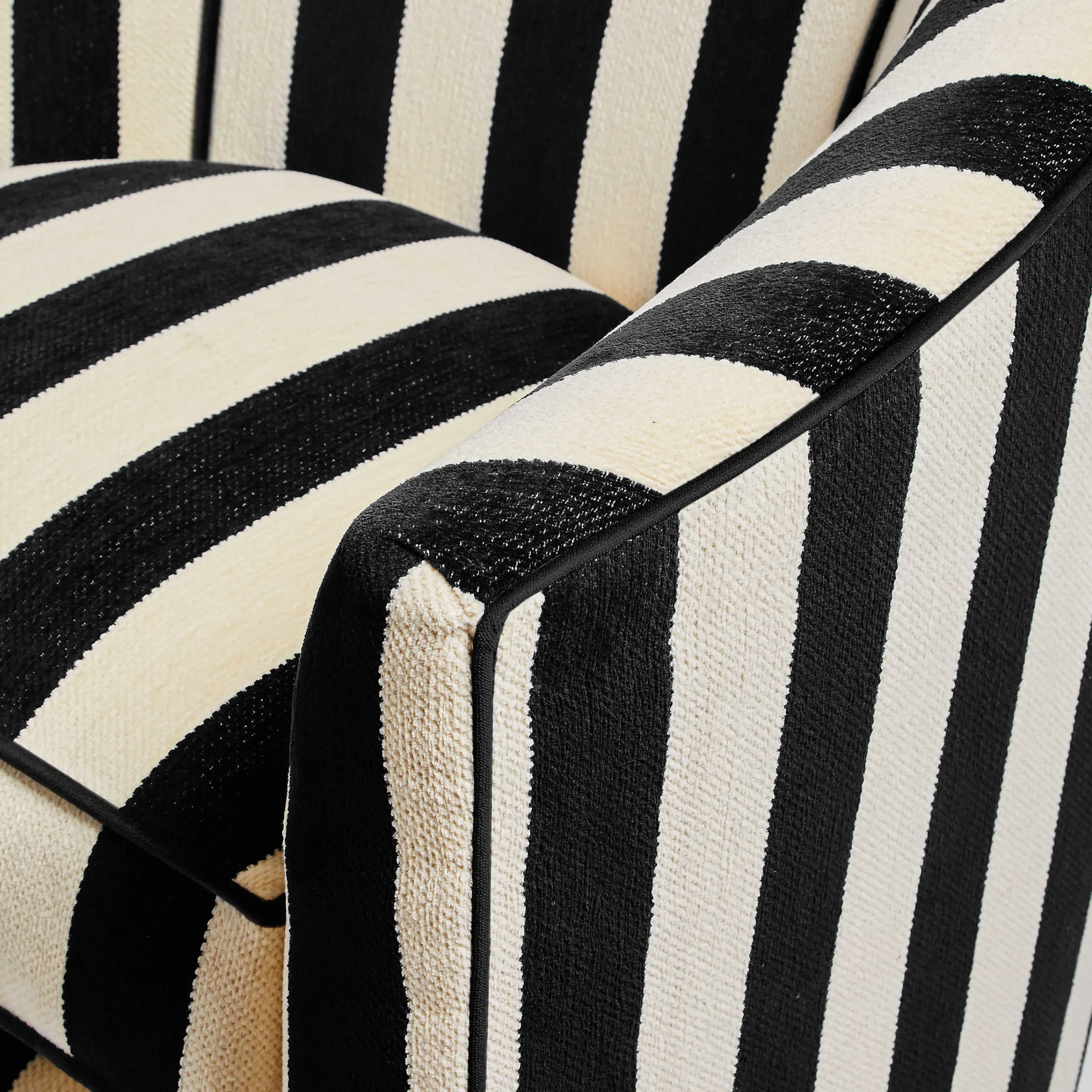 MacKenzie-Childs Living Room<Marquee Black Stripe Chenille Swivel Chair