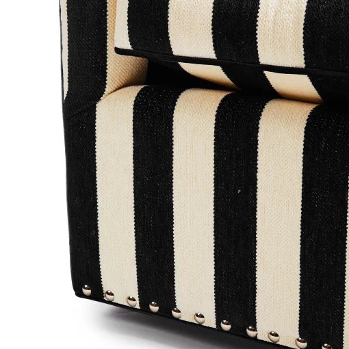 MacKenzie-Childs Living Room<Marquee Black Stripe Chenille Swivel Chair