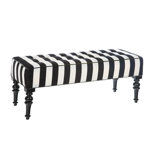 MacKenzie-Childs Living Room<Marquee Black Stripe Chenille Upholstered Bench