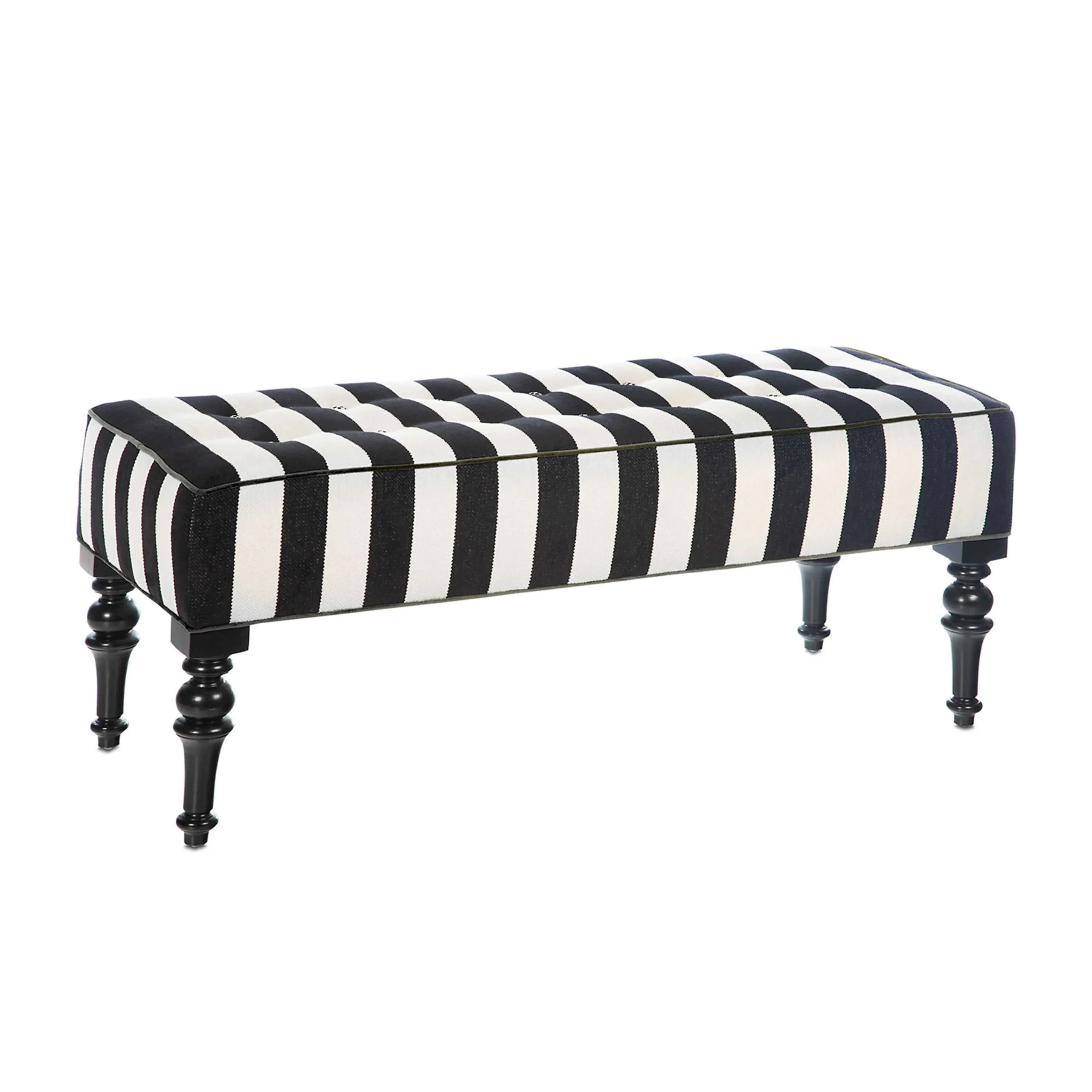 MacKenzie-Childs Living Room<Marquee Black Stripe Chenille Upholstered Bench
