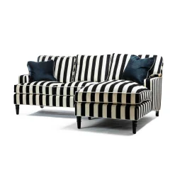 MacKenzie-Childs Living Room<Marquee Black Stripe 2-Piece Right Arm Chaise Sectional