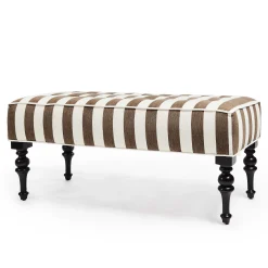 MacKenzie-Childs Bedroom|Living Room<Marquee Brown Stripe Chenille Upholstered Bench