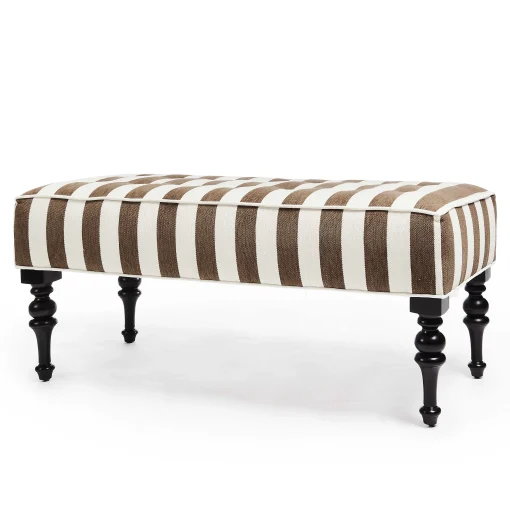 MacKenzie-Childs Bedroom|Living Room<Marquee Brown Stripe Chenille Upholstered Bench