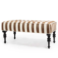 MacKenzie-Childs Bedroom|Living Room<Marquee Brown Stripe Chenille Upholstered Bench