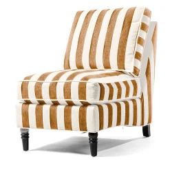 MacKenzie-Childs Living Room<Marquee Brown Stripe Chenille Armless Chair