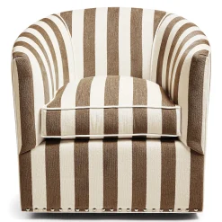 MacKenzie-Childs Living Room<Marquee Brown Stripe Chenille Swivel Chair