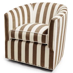 MacKenzie-Childs Living Room<Marquee Brown Stripe Chenille Swivel Chair