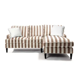 MacKenzie-Childs Living Room<Marquee Brown Stripe 2-Piece Right Arm Chaise Sectional