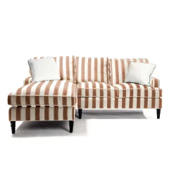 MacKenzie-Childs Living Room<Marquee Brown Stripe 2-Piece Left Arm Chaise Sectional