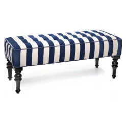 MacKenzie-Childs Living Room<Marquee Navy Stripe Chenille Upholstered Bench