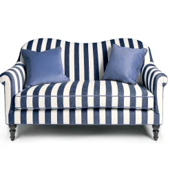 MacKenzie-Childs Living Room<Marquee Navy Stripe Chenille Loveseat