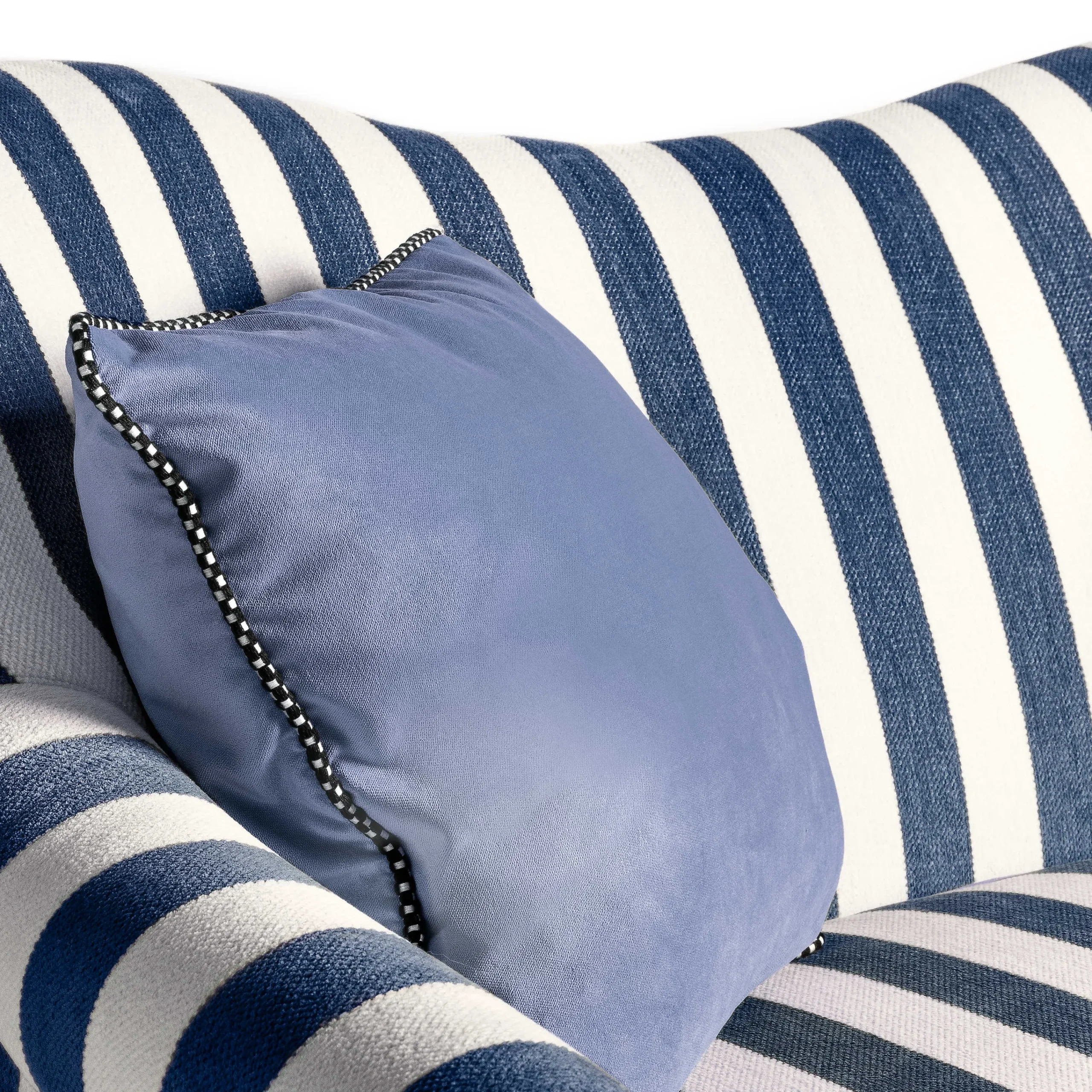 MacKenzie-Childs Living Room<Marquee Navy Stripe Chenille Loveseat