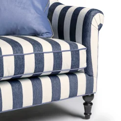 MacKenzie-Childs Living Room<Marquee Navy Stripe Chenille Loveseat