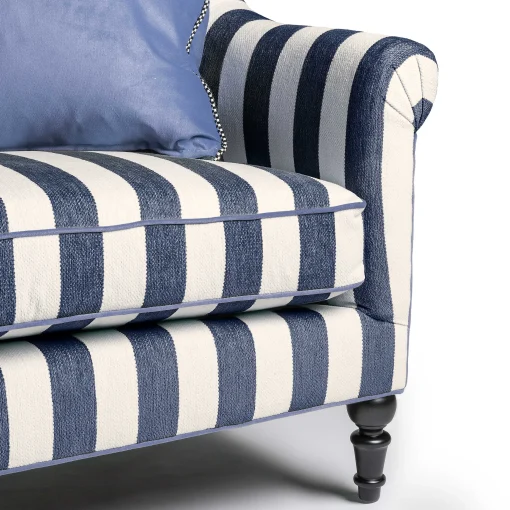 MacKenzie-Childs Living Room<Marquee Navy Stripe Chenille Loveseat