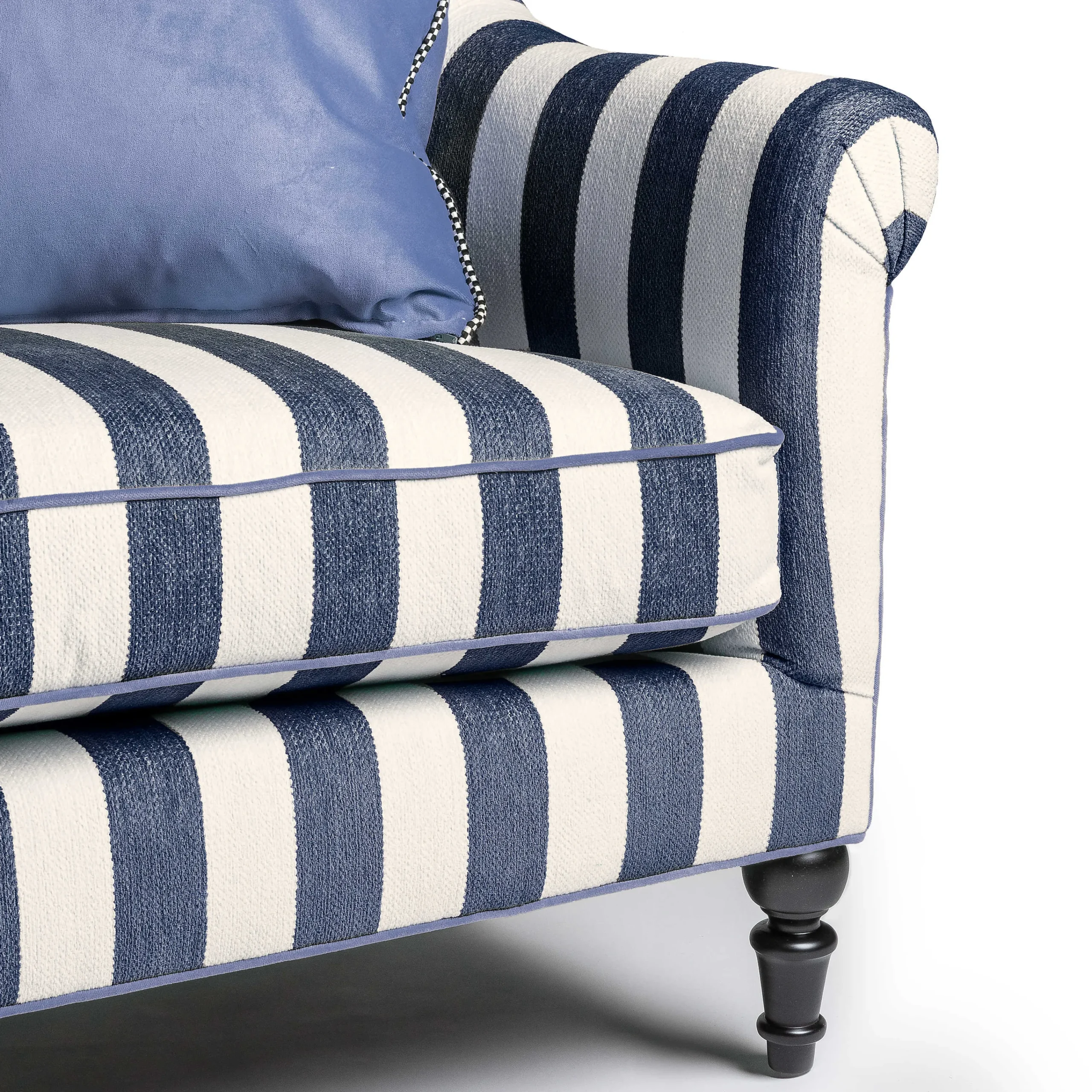 MacKenzie-Childs Living Room<Marquee Navy Stripe Chenille Loveseat