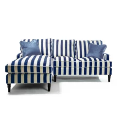 MacKenzie-Childs Living Room<Marquee Navy Stripe 2-Piece Left Arm Chaise Sectional