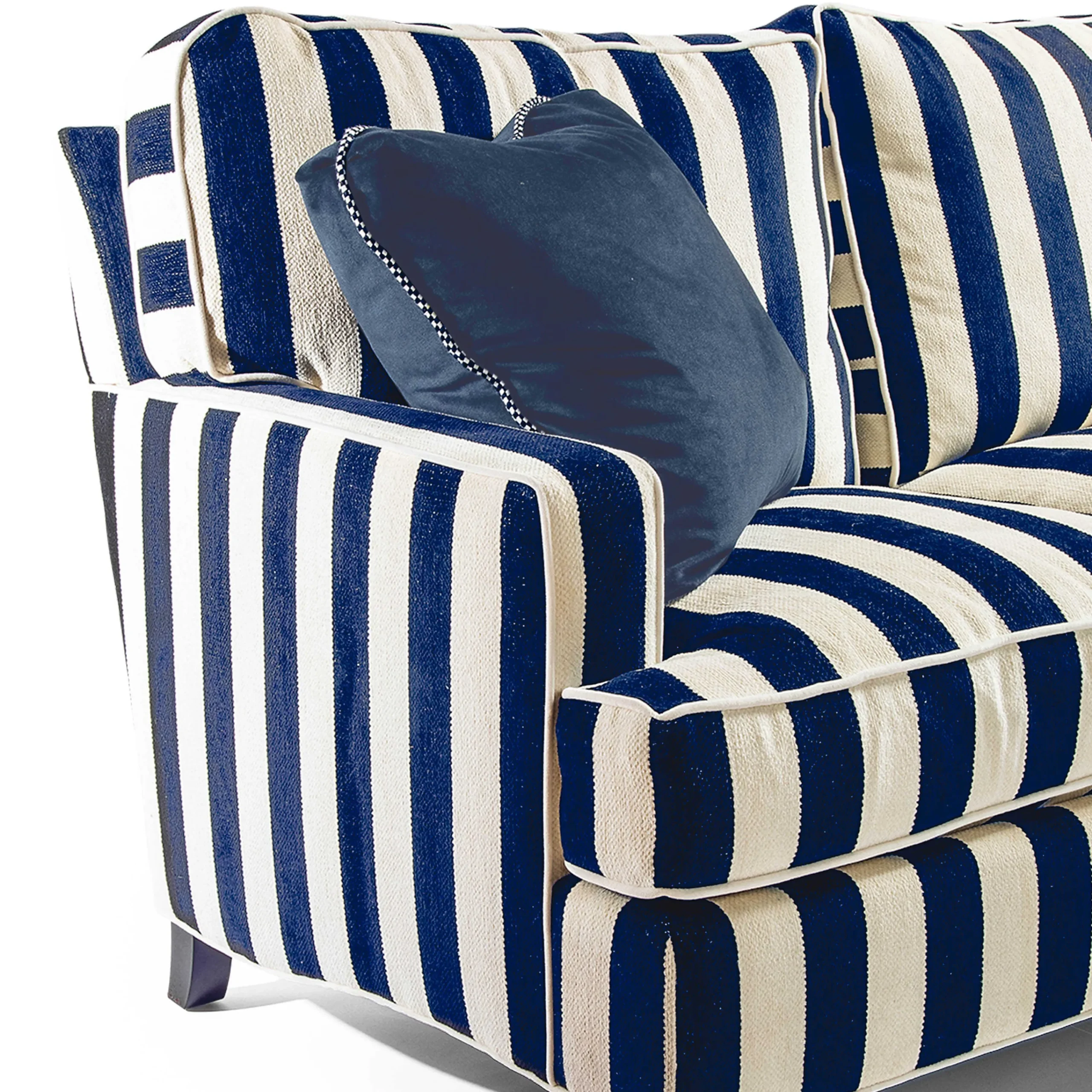 MacKenzie-Childs Living Room<Marquee Navy Stripe 2-Piece Left Arm Chaise Sectional
