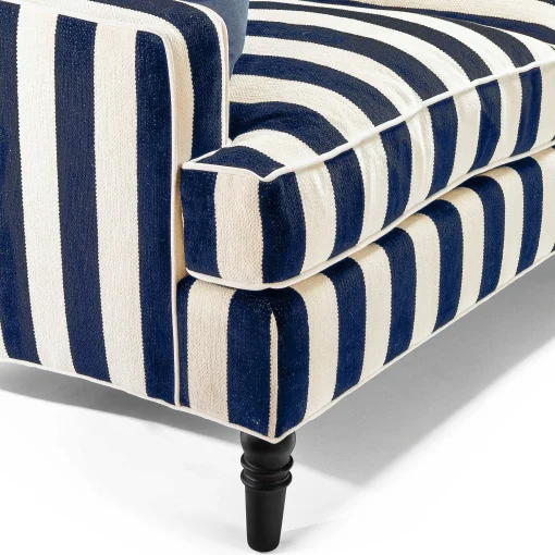MacKenzie-Childs Living Room<Marquee Navy Stripe 2-Piece Left Arm Chaise Sectional