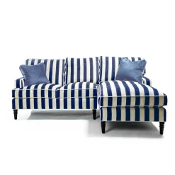 MacKenzie-Childs Living Room<Marquee Navy Stripe 2-Piece Right Arm Chaise Sectional
