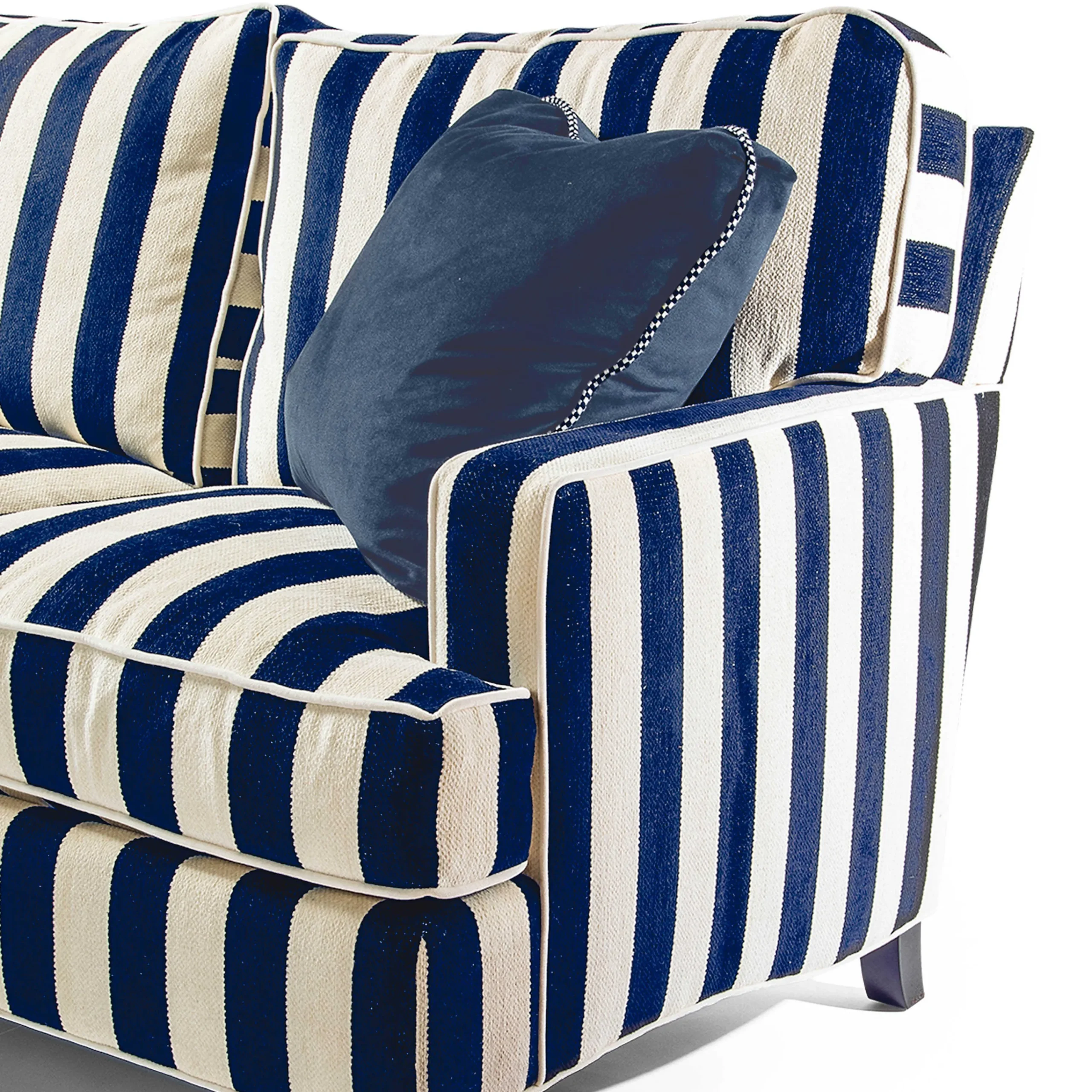 MacKenzie-Childs Living Room<Marquee Navy Stripe 2-Piece Right Arm Chaise Sectional