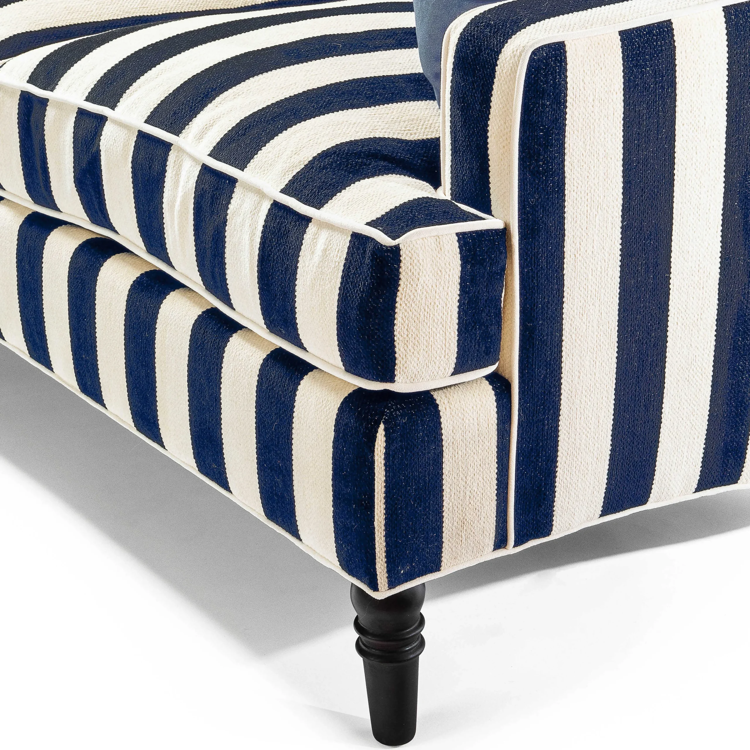 MacKenzie-Childs Living Room<Marquee Navy Stripe 2-Piece Right Arm Chaise Sectional
