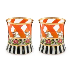 MacKenzie-Childs Drinkware|Fall Entertaining<Maypole Apricot Tumbler Glass, Set of 2