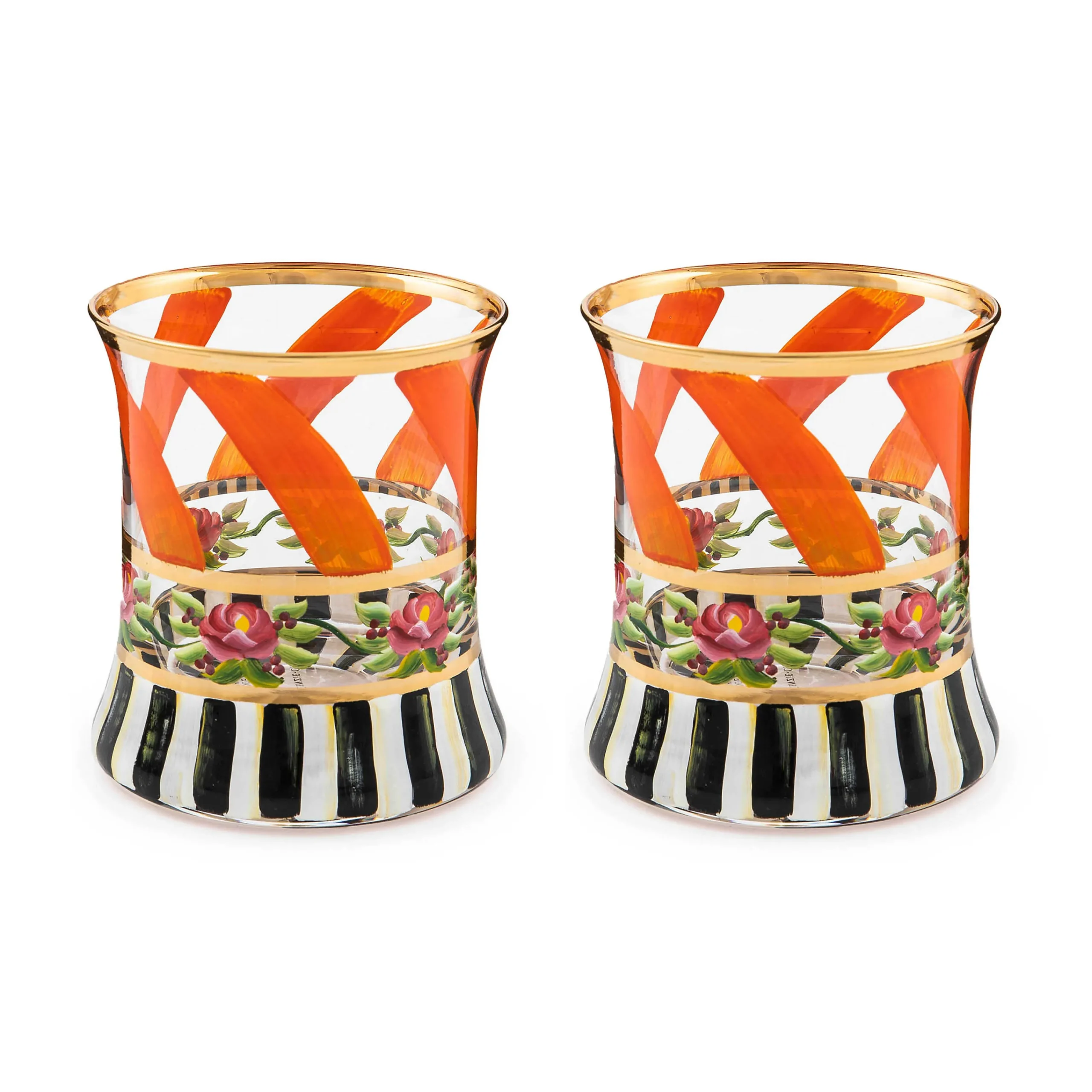 MacKenzie-Childs Drinkware|Fall Entertaining<Maypole Apricot Tumbler Glass, Set of 2