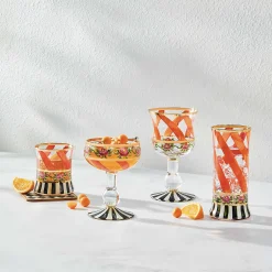 MacKenzie-Childs Drinkware|Fall Entertaining<Maypole Apricot Tumbler Glass, Set of 2