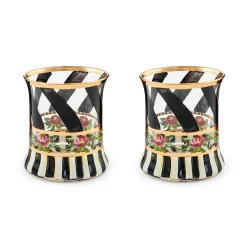 MacKenzie-Childs Drinkware|Bar Entertaining<Maypole Black Tumbler Glass, Set of 2