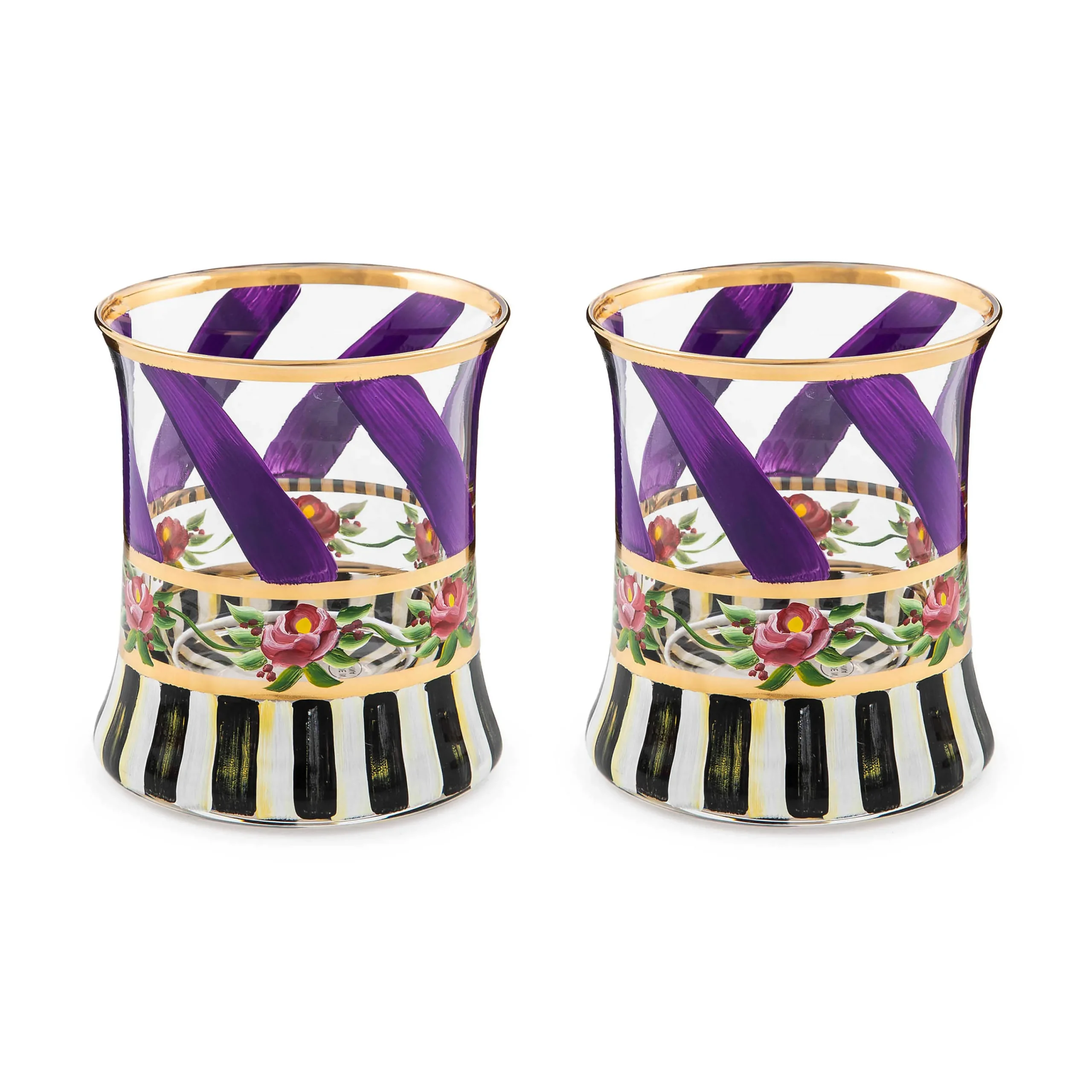 MacKenzie-Childs Drinkware<Maypole Lavender Tumbler Glass, Set of 2