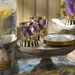 MacKenzie-Childs Drinkware<Maypole Lavender Tumbler Glass, Set of 2