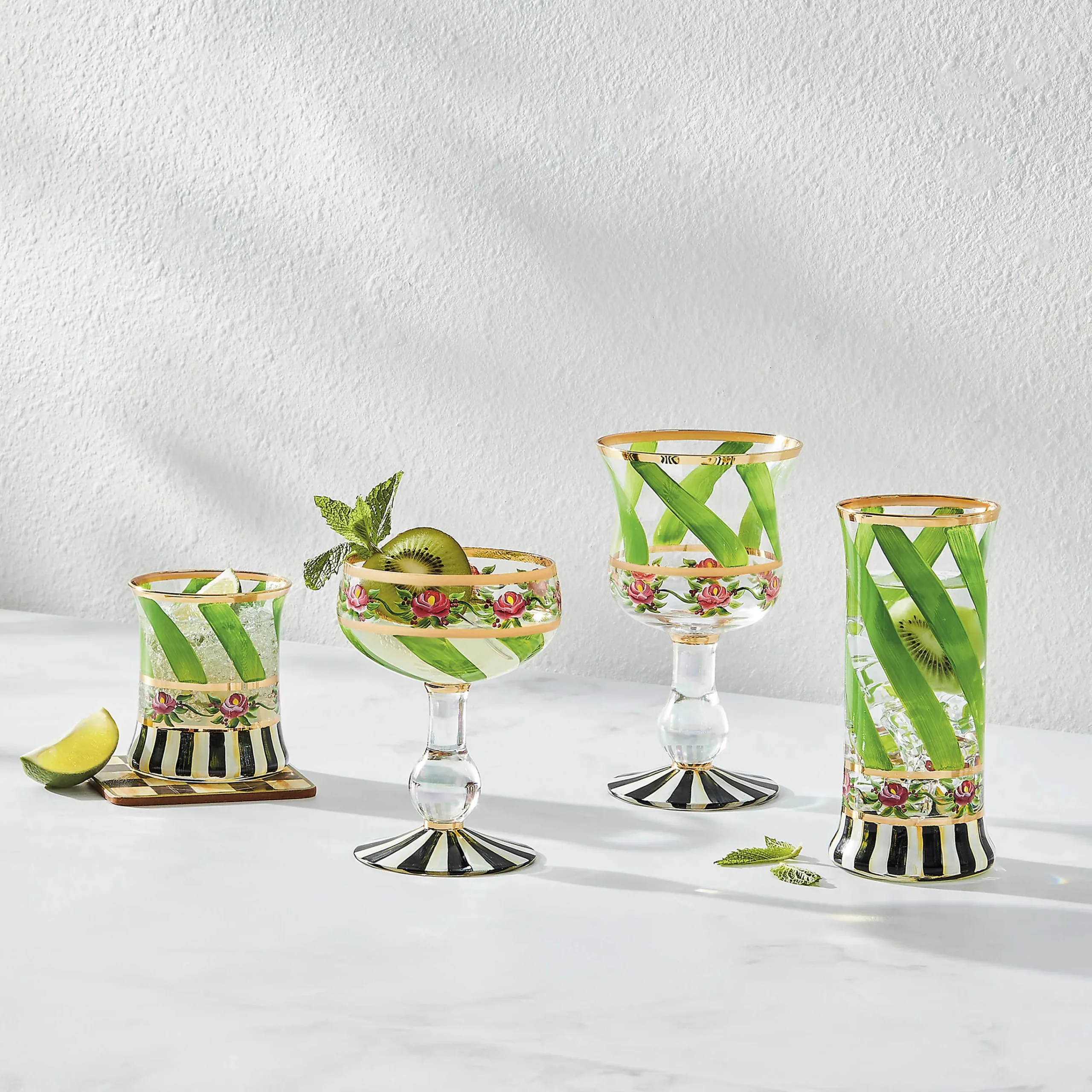 MacKenzie-Childs Drinkware<Maypole Leaf Coupe Glass