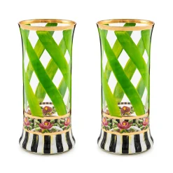 MacKenzie-Childs Holiday|Drinkware<Maypole Leaf Highball Glass, Set of 2