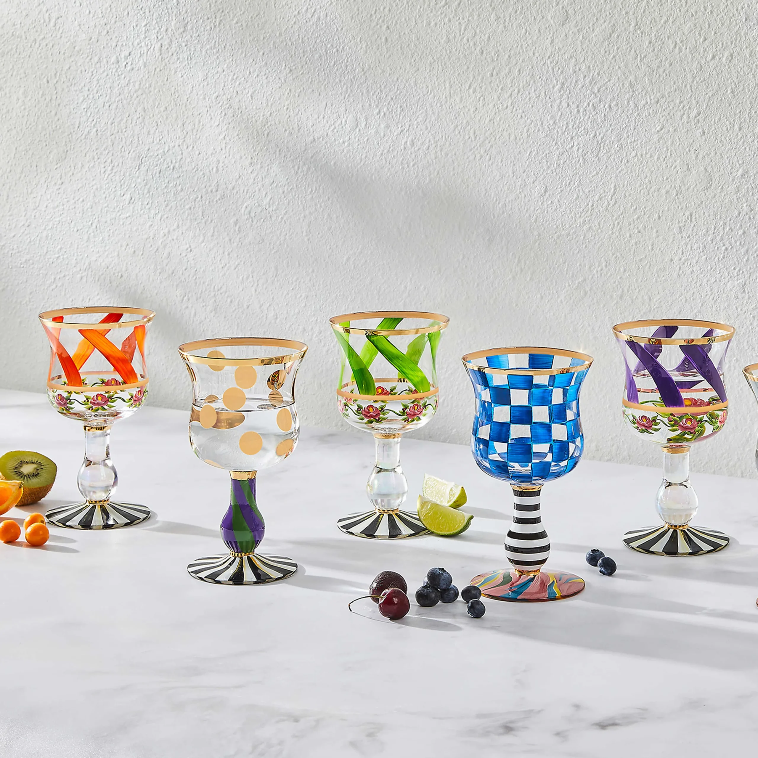 MacKenzie-Childs Drinkware|Bar Entertaining<Maypole Leaf Wine Glass
