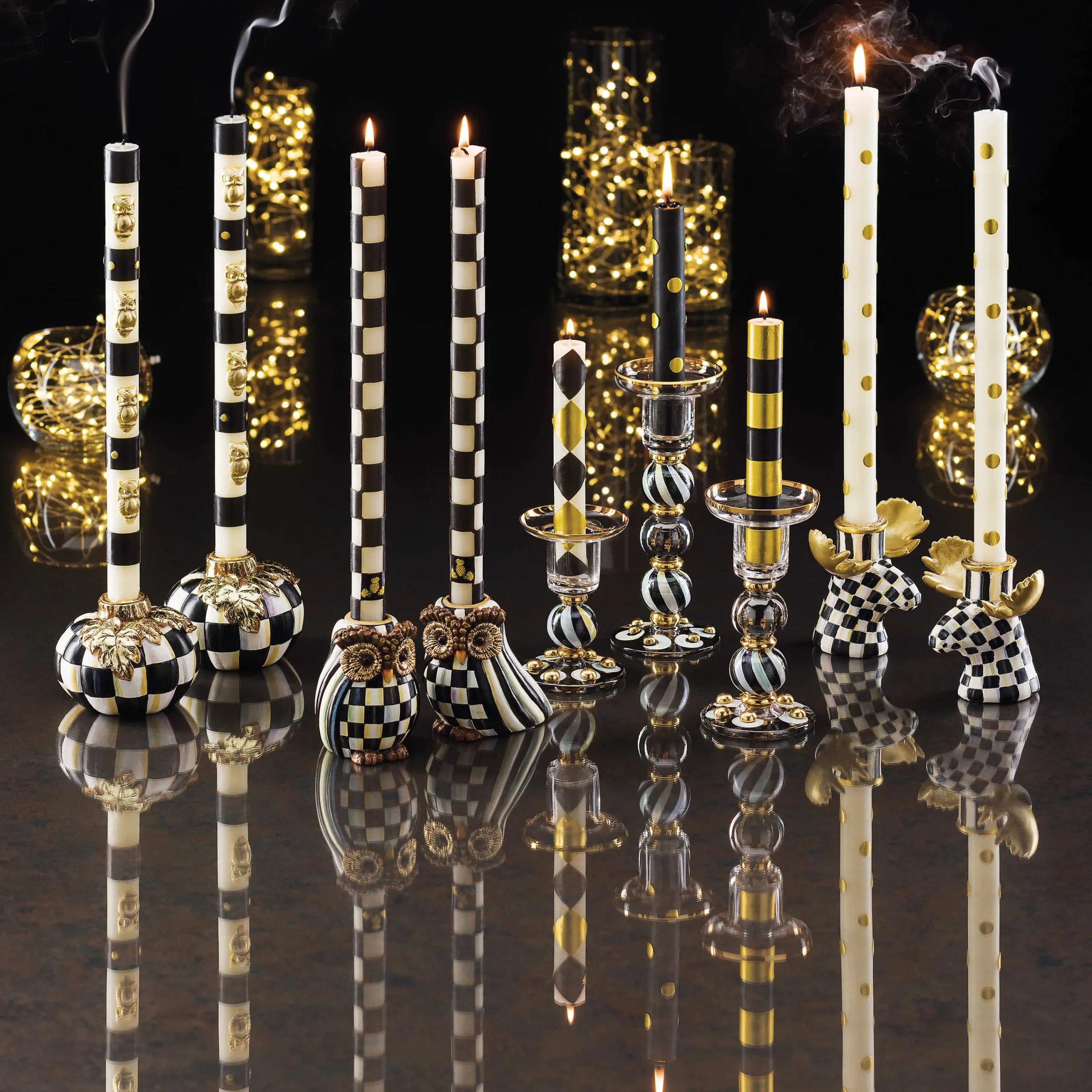 MacKenzie-Childs The Halloween Shop|Candles & Fragrances<Mini Black  Gold Dinner Candles, Set of 6