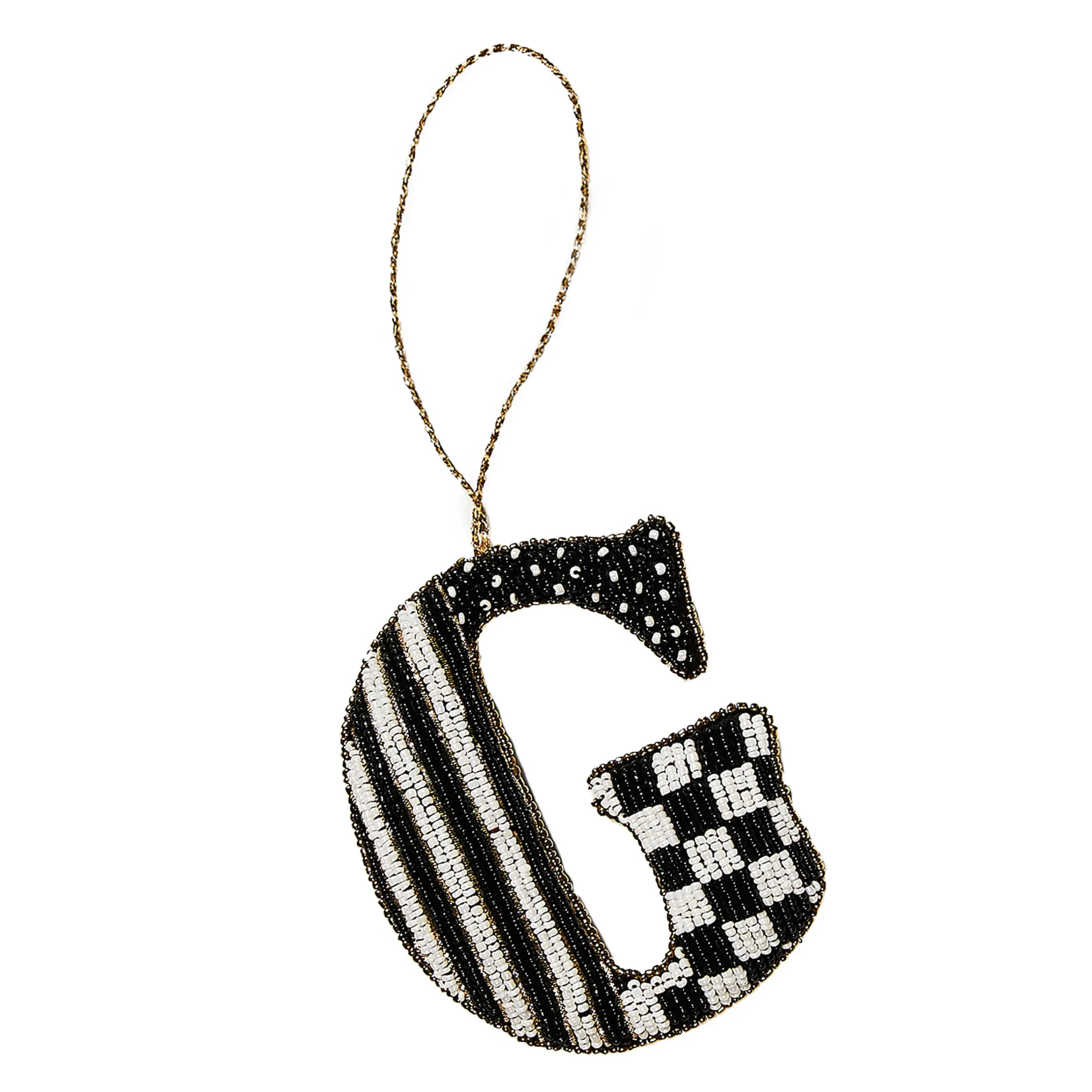 MacKenzie-Childs Holiday<Monogram Beaded G Ornament