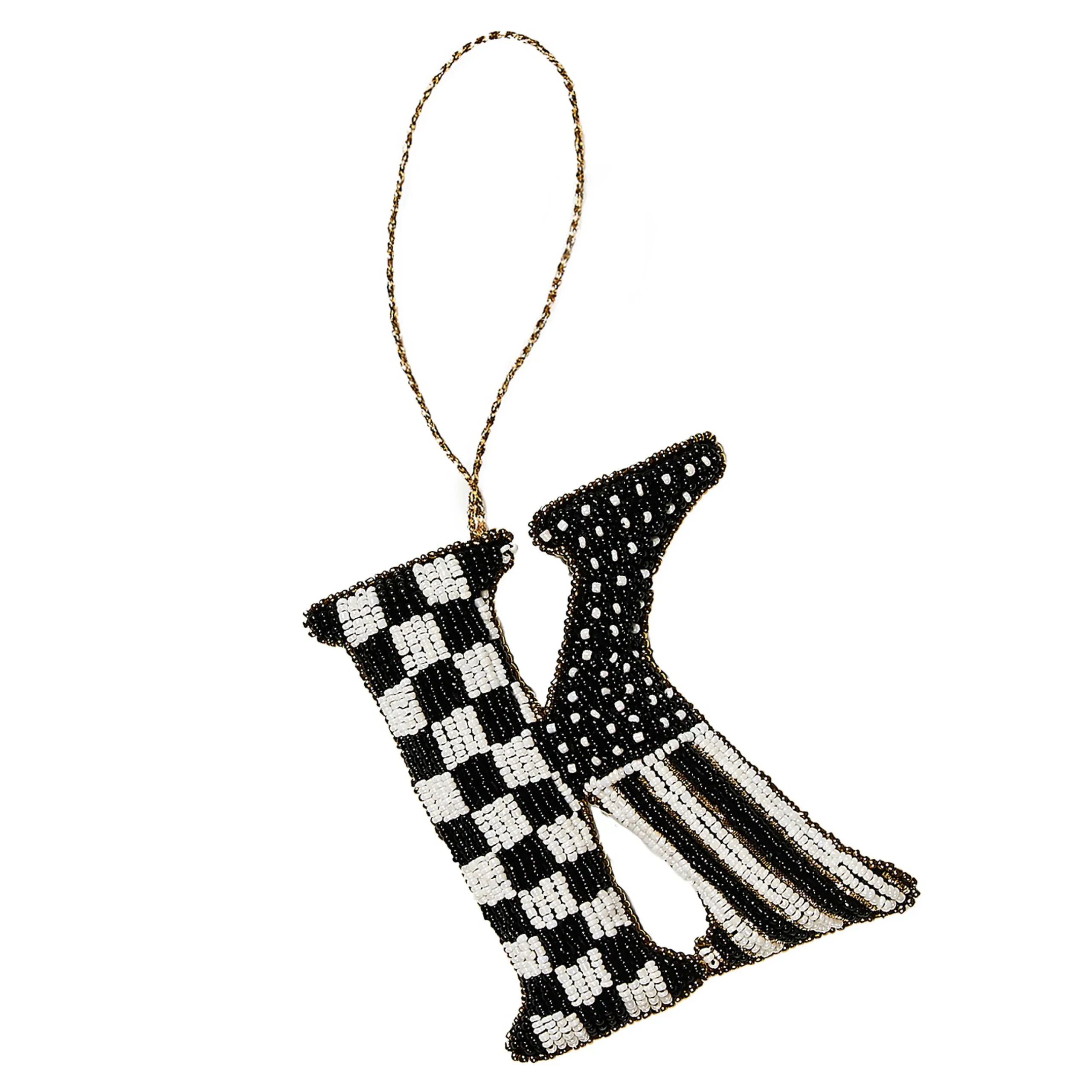 MacKenzie-Childs Holiday<Monogram Beaded K Ornament