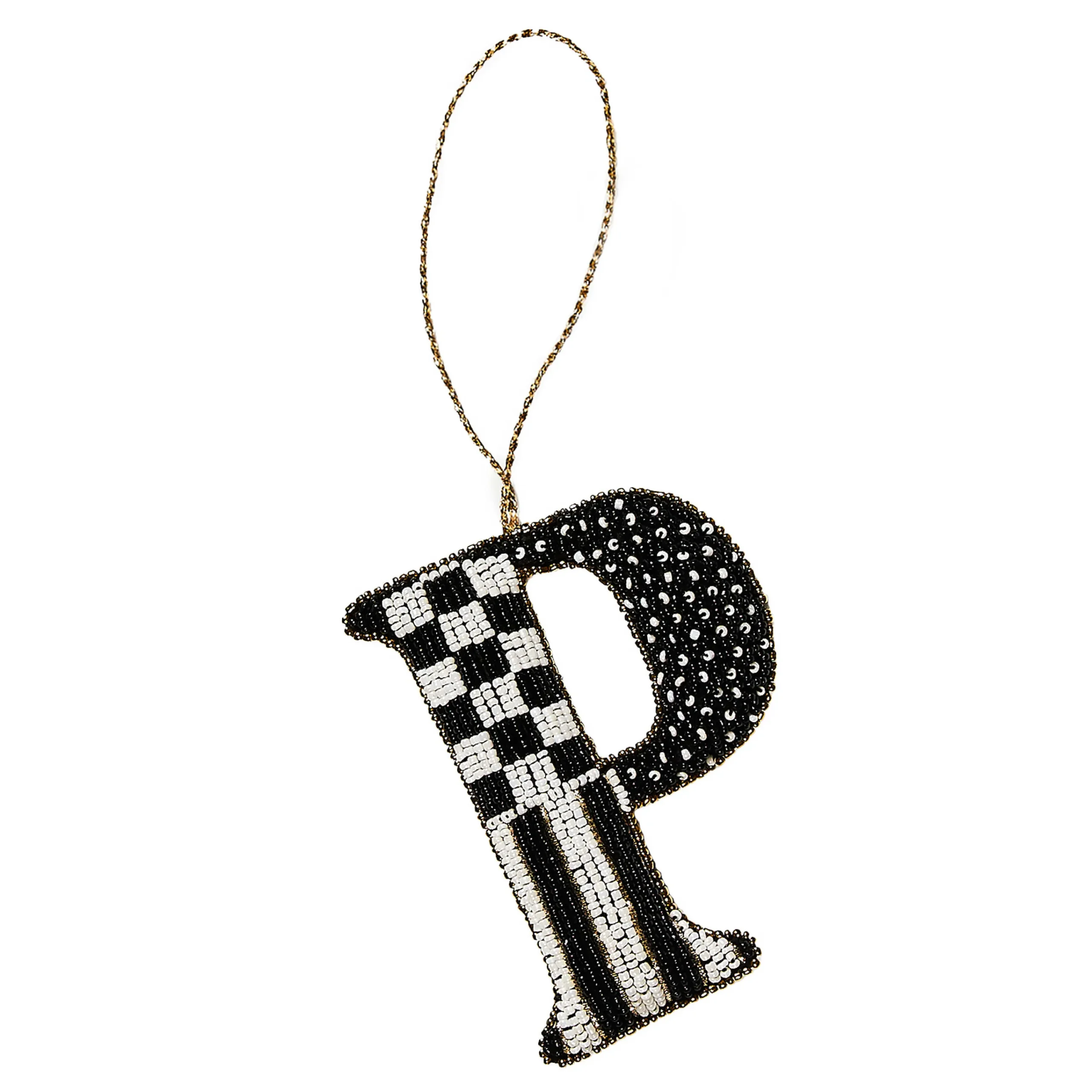 MacKenzie-Childs Holiday<Monogram Beaded P Ornament